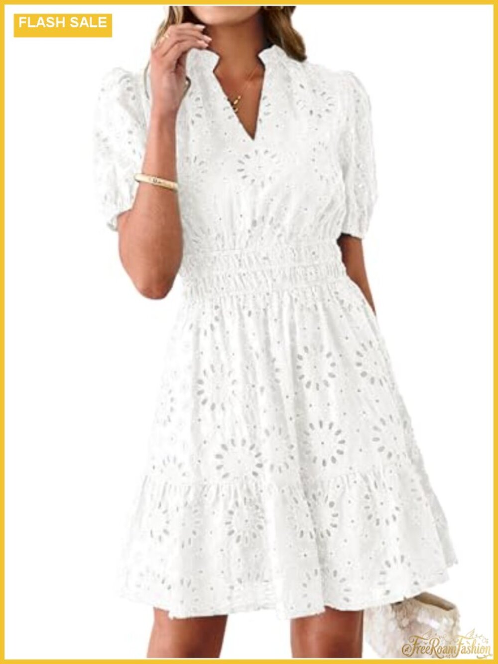 Eyelet Embroidery Lace Boho Mini Dress